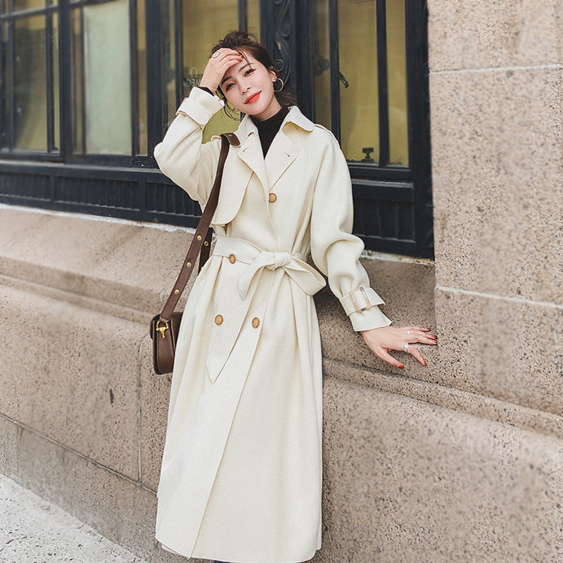 Loose And Versatile Mid-length Woolen Coat With High-end Temperament