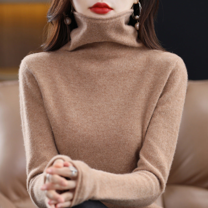 Pile Collar Woolen Sweater Women's Bottoming Shirt Turtleneck Sweater