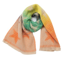 European And American Autumn And Winter Circle Yarn Jacquard Gradient Color Five-pointed Star Scarf