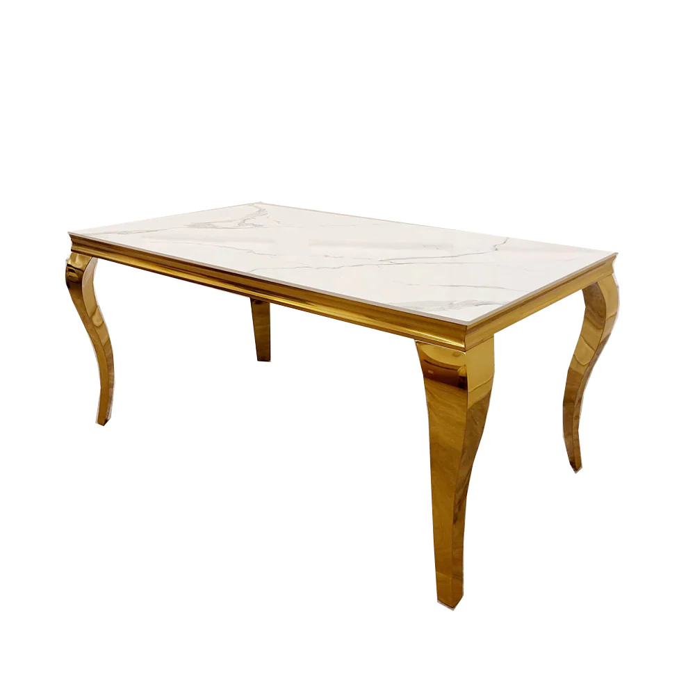 Louis Gold Dining Table Polar White