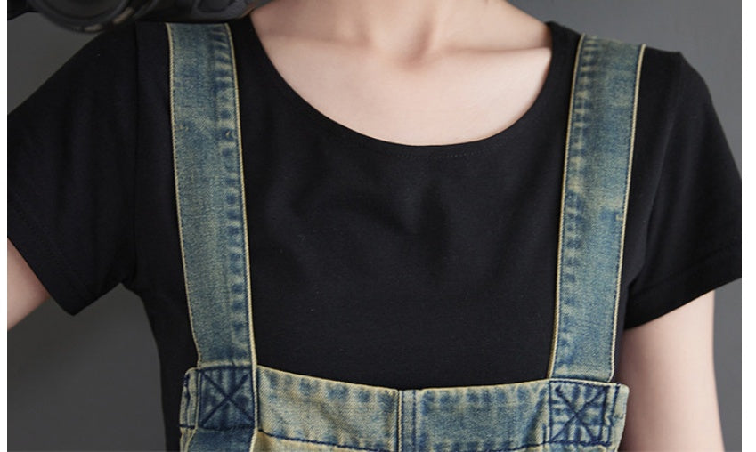 Casual Large Size Denim Overalls Korean Version Of The New