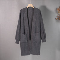 New Knitted Mid Length Cardigan Coat Loose Versatile Women's Sweater