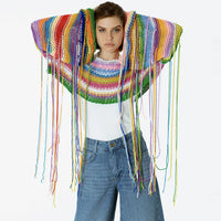 Women's Rainbow Tassel Vacation Style Loose Sweater