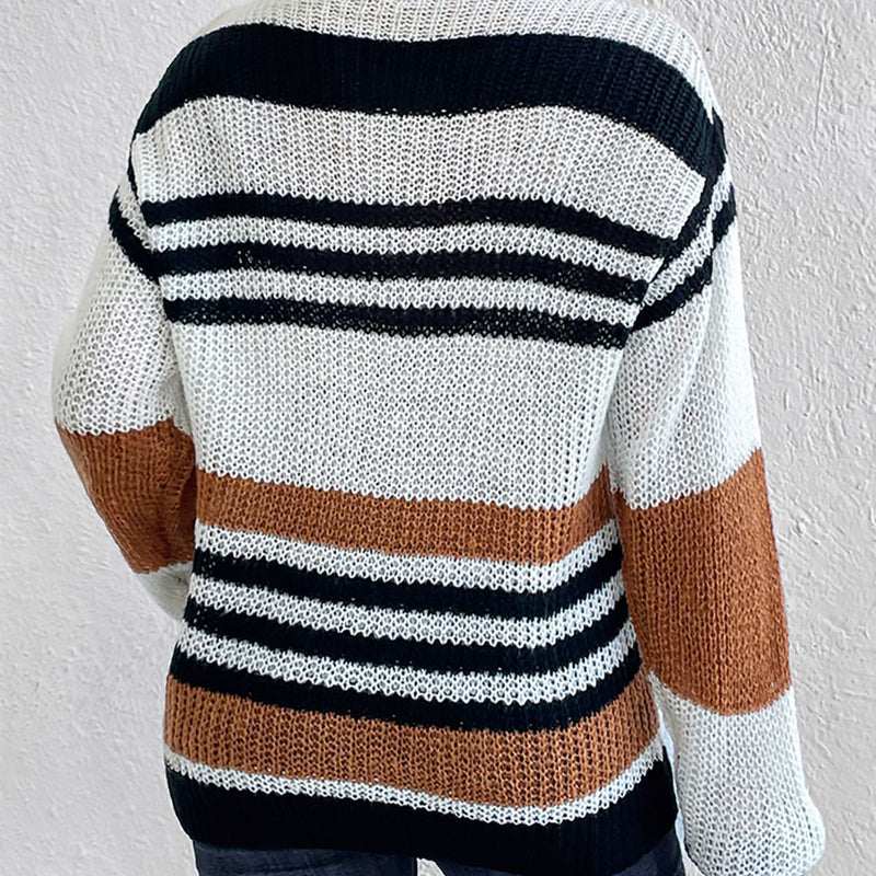 Women's Pullovers Mixed Color Stripes