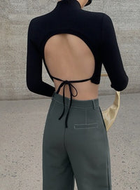 U High Waist Short Backless BottomingT Shirt