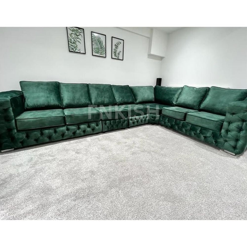 Ashton Green Sofa Plush Chesterfield 7 Seater Left Or Right Corner Sofas