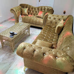 Elegance Chesterfield Italian Galaxy Fabric 3+2 Sofas Set Wedding Display Bride & Groom Sit Couch