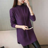 Mid Length Loose Korean Style Knitted Sweater All Match Pullover