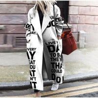 European And American Fashion Style Women's Autumn And Winter Print Long Coat With Long Sleeves