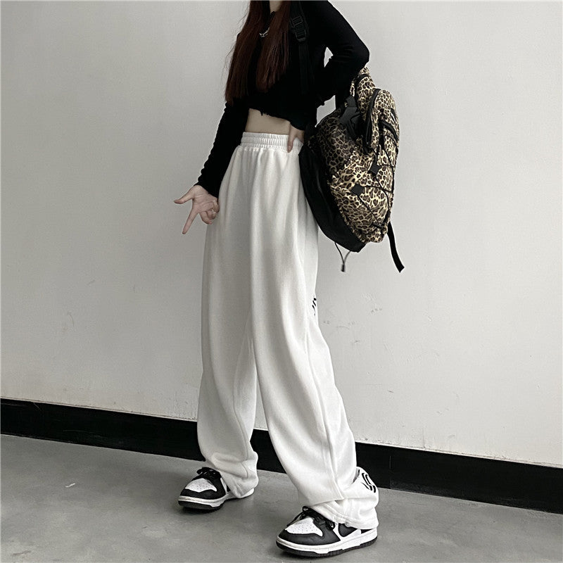 Letter Print Women's Loose Drawstring Casual Sports Pants