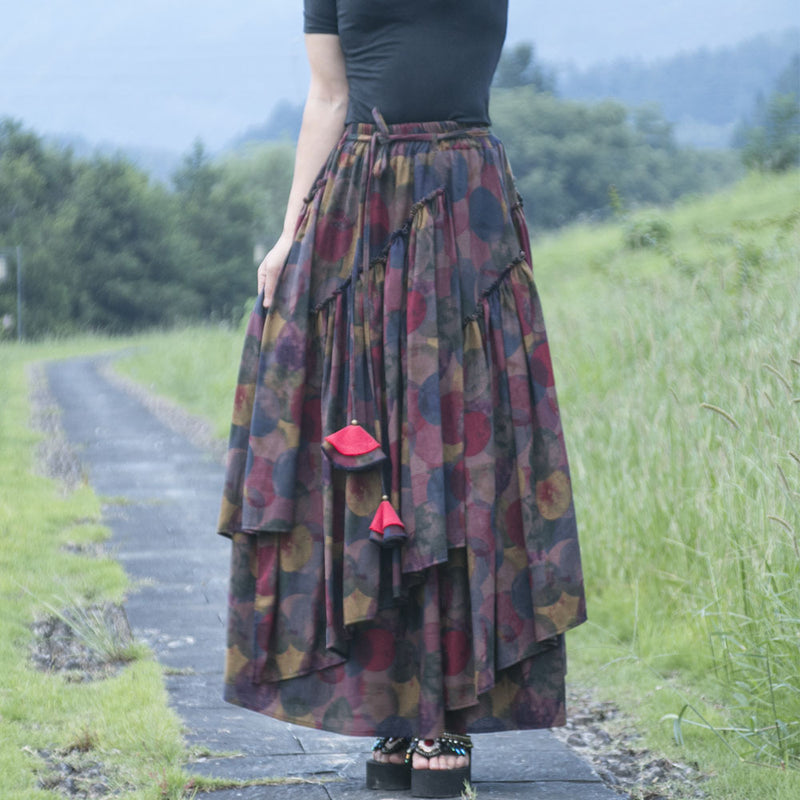 Ethnic Style Women's Cotton And Linen Printed Skirt