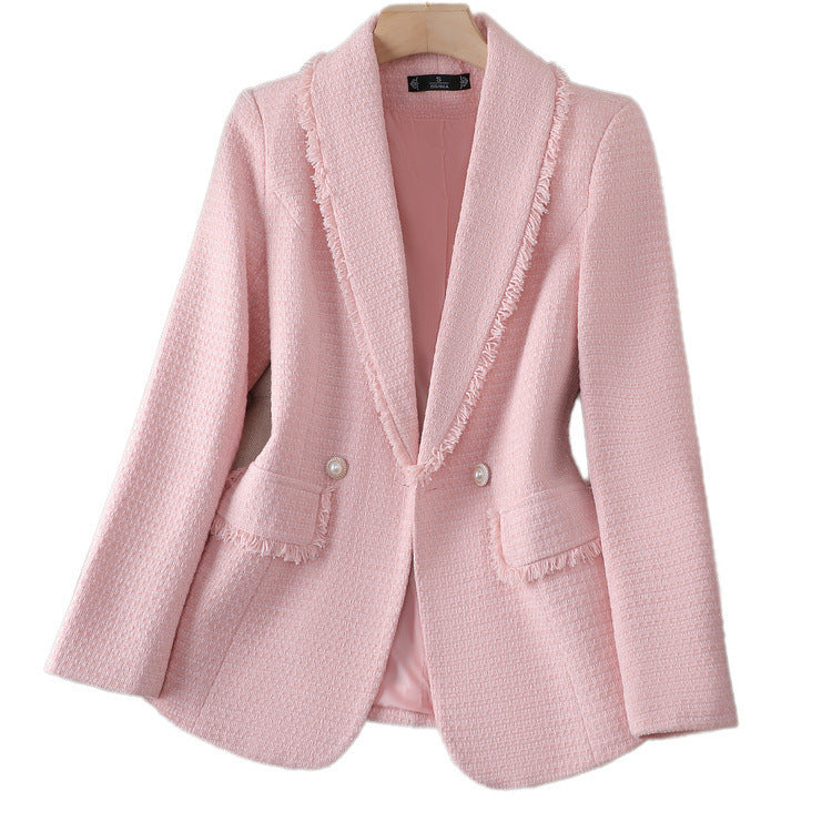 White Classic Style High-grade Temperament Tweed Coat