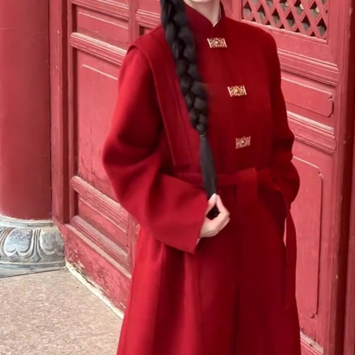 Marriage Red Woolen Coat Woman