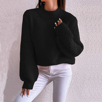 Women's Fashion Autumn And Winter Leisure Long Sleeve Round Neck Pure Color Warm Keeping Sweater