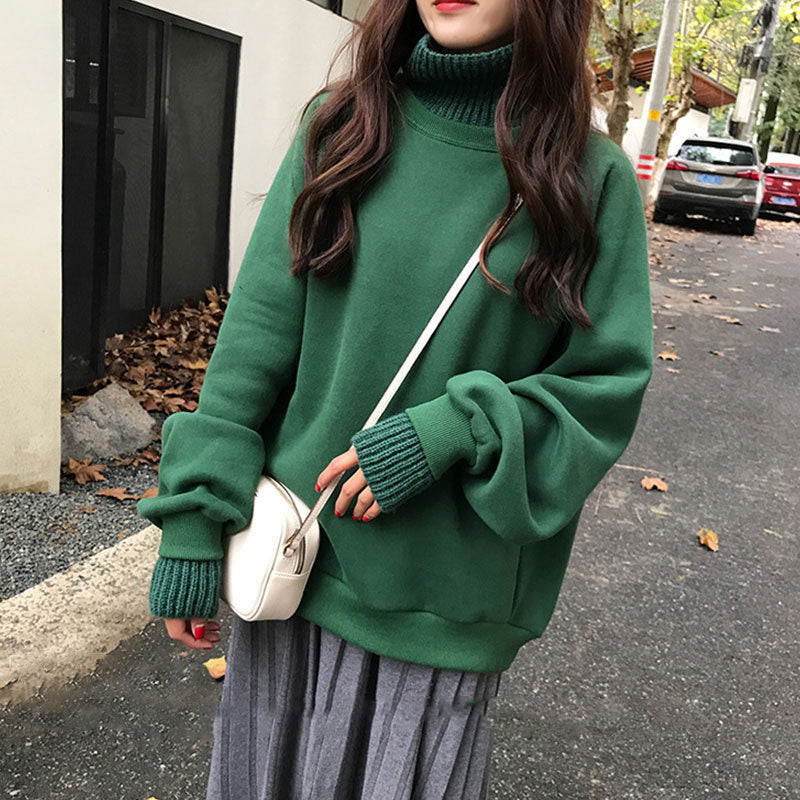 Fashion Simple Solid Color Turtleneck Thickened Sweater