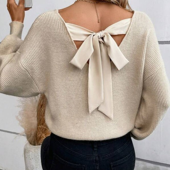 Women's Fashionable Knitted Pullover V-neck Sweater