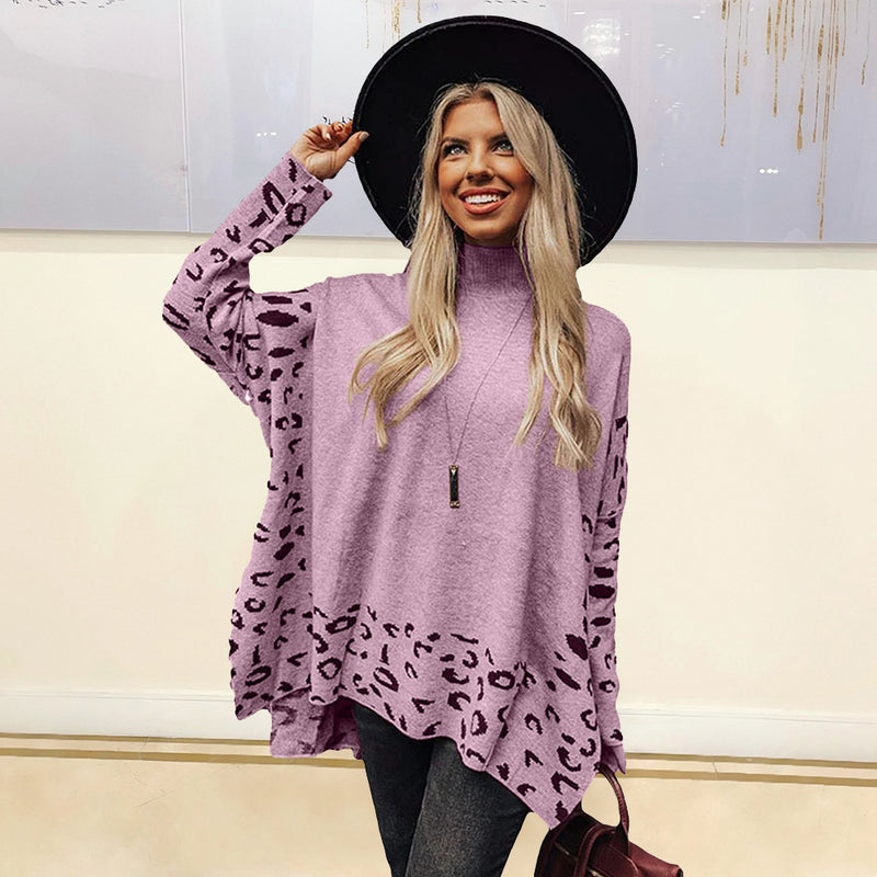 New Printed Long Sleeve High Collar Loose Casual Top For Women