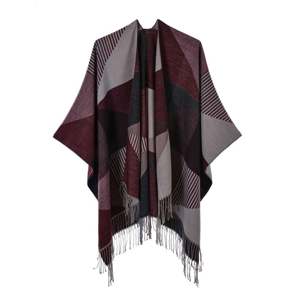 New Temperament Gentle Retro Fashion Jacquard Thickened Warm Shawl