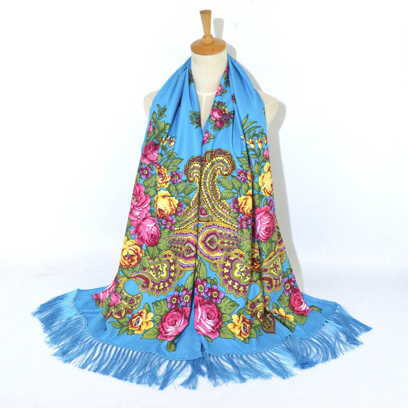 Printed Tassel Long Scarf Travel Ethnic Style Shawl