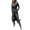 Ladies New Solid Color Polo Collar Button Long-sleeved Suit Pants