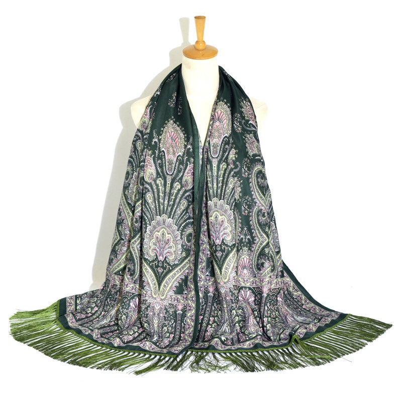 Printed Tassel Long Scarf Travel Ethnic Style Shawl