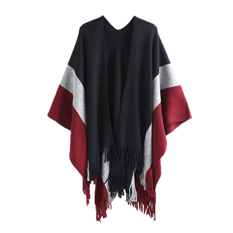 Split color tassel shawl warm scarf