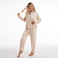 Artificial Silk Bold Stripes Long-sleeved Home Wear European And American Style Pajamas Plus Size