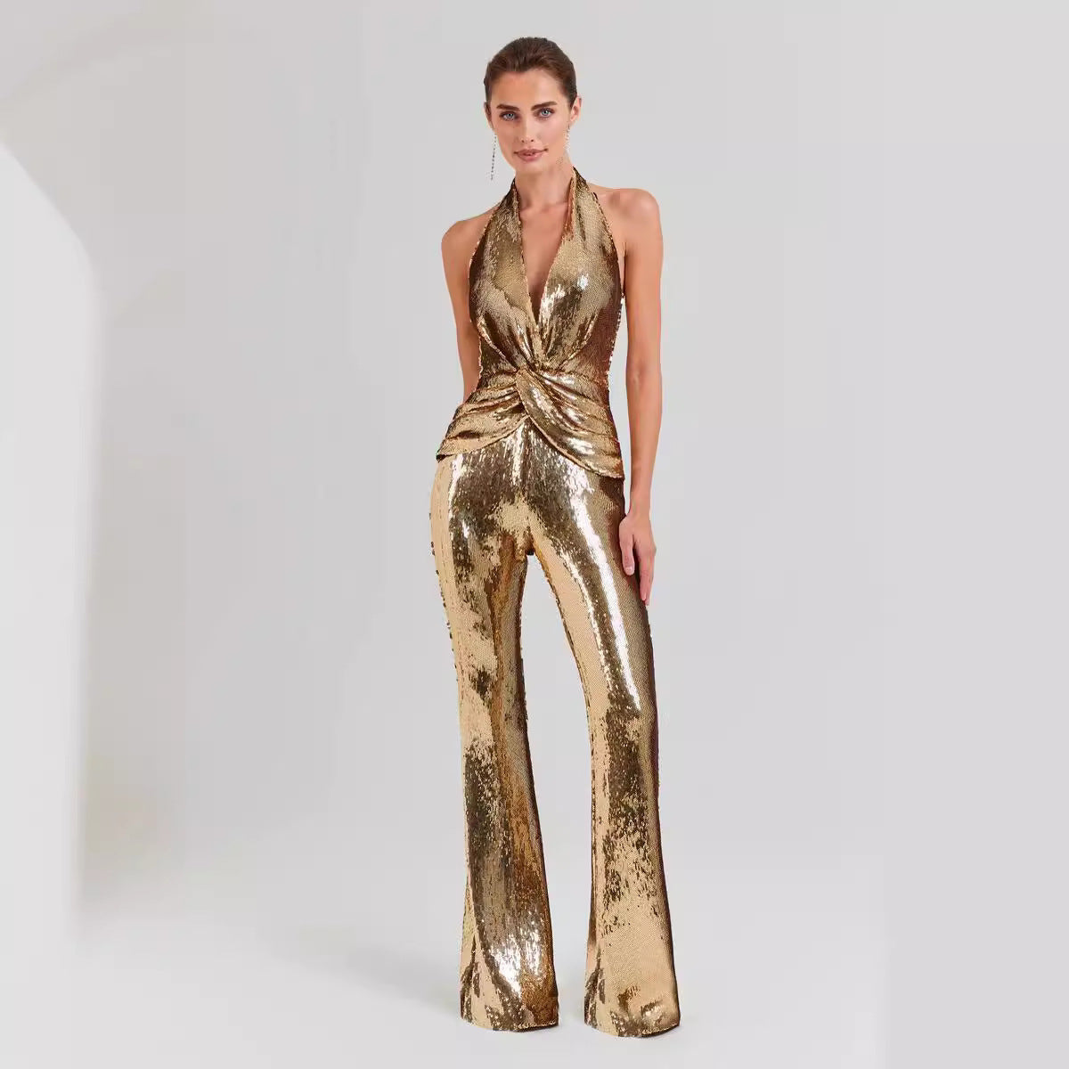 Elegant Graceful Backless Sequined Women's Jumpsuit