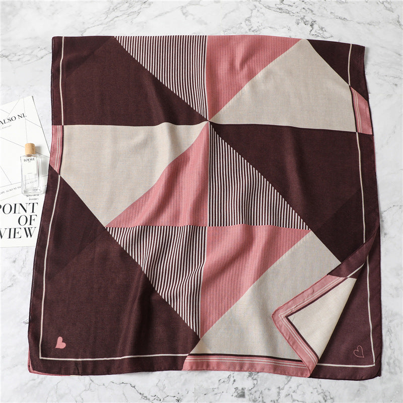 Geometric Pattern Scarf Cotton And Linen Long Large Size