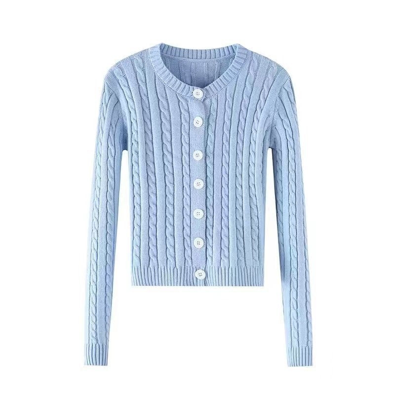 Retro Twist Knitted Cardigan Sweater Single-breasted Casual Coat