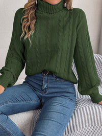 Women's Casual Solid Color Twist Long Sleeve Turtleneck Sweater