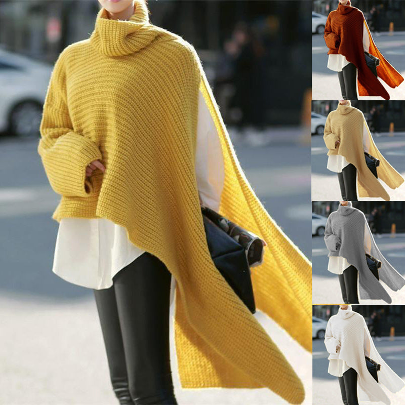 European And American Women's Long-sleeved Turtleneck Sweater Knit Pullover Loose