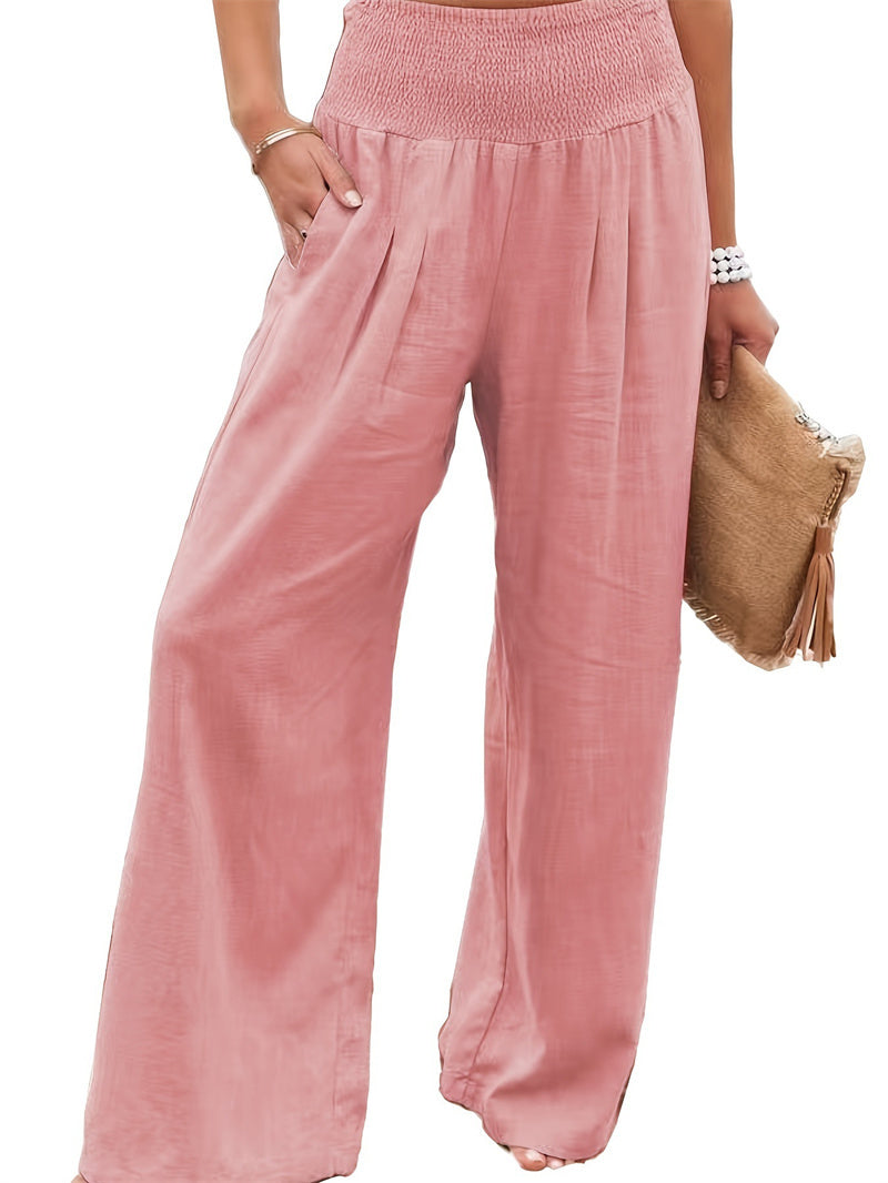 Women's Pants Casual Wide Leg Cotton Linen Loose Trousers