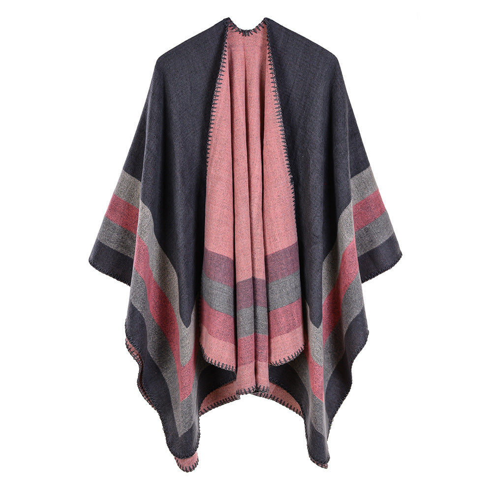 Four-bar large frame split cashmere cloak