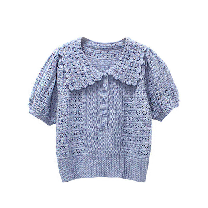 Gentle Hand Crocheting Hollow Knitted Short Sleeve