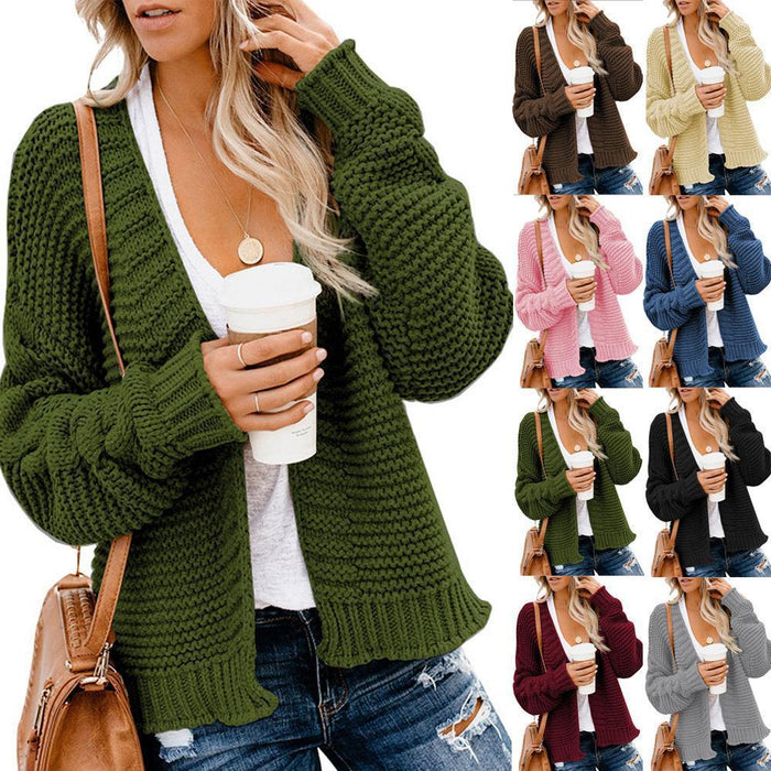 Solid Loose Round Neck Pullover Twist Women's Sweater