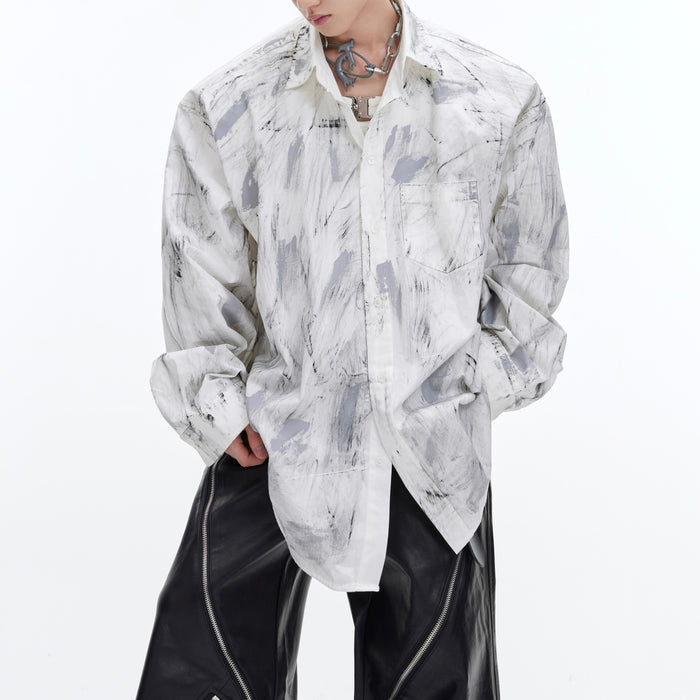 Niche Heavy Industry Distressed Brushed Loose Profile Shirt