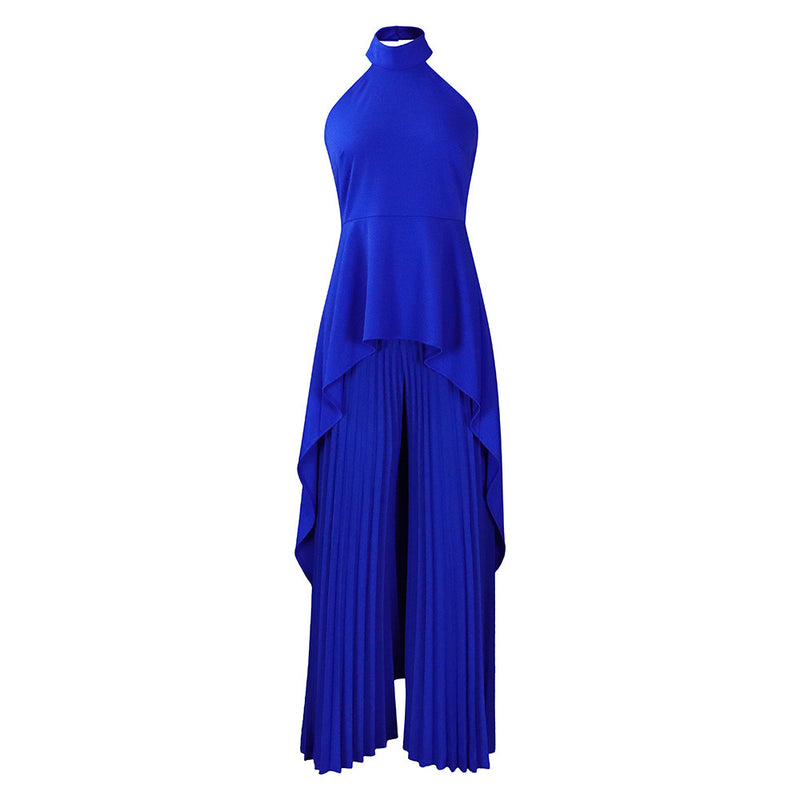 Fashion Casual Set Summer Socialite Private Wear Backless Top Pleated Wide-leg Trousers