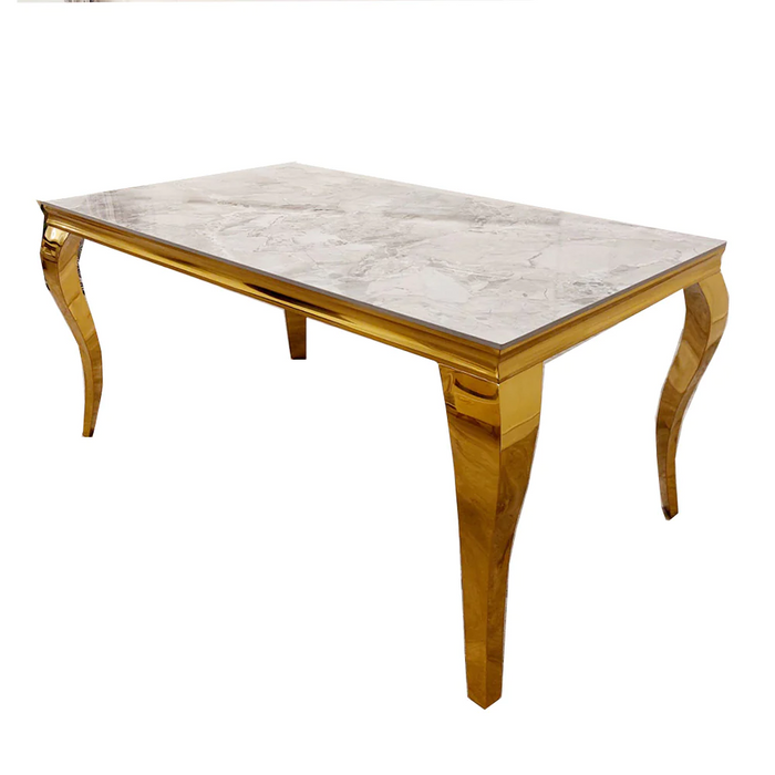 Louis Gold Dining Table Light Pandora Marble