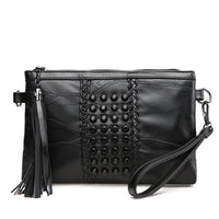 Leather handbag fashion leisure ladies' bag ladies stitching sheepskin messenger backpack hand fringed small bag