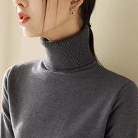 Women's Fashion Loose And Slimming Turtleneck Long Sleeve Knitted Bottoming Shirt Knitwear