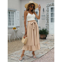 Summer Ruffle Belt Khaki Skirt Pants