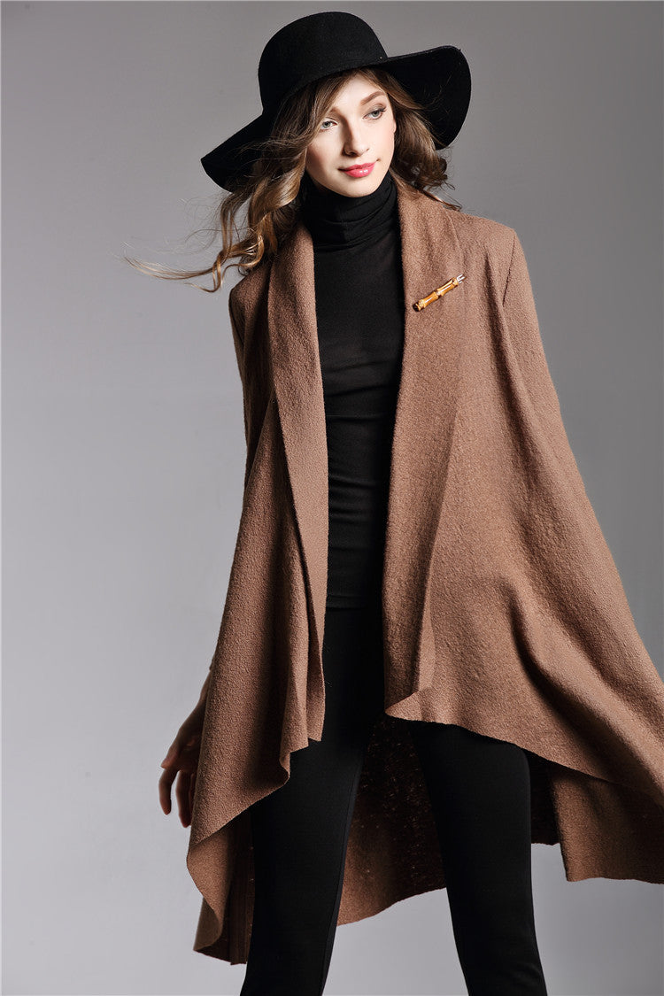 Long-Sleeved Cloak Long Woolen Coat