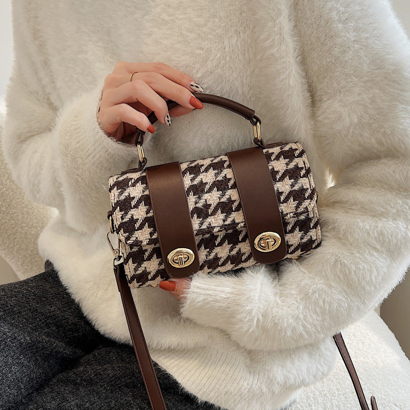 Fashion Bag Female Houndstooth Boston