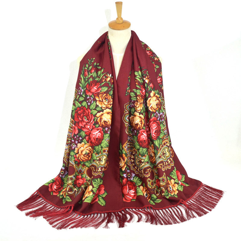 Printed Tassel Long Scarf Travel Ethnic Style Shawl