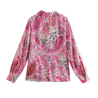 Spring New Women's Retro Casual Printed Shirt Top