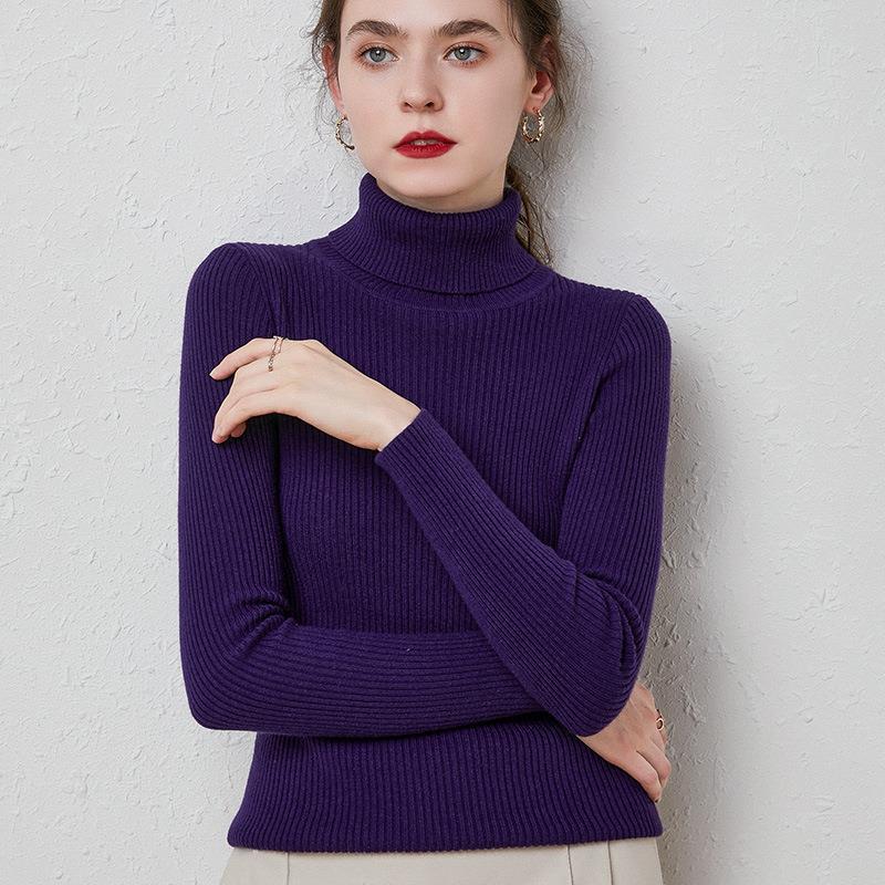 Turtleneck Sweater Women Slim Padded Inner Style