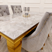 Louis Gold Dining Table Light Pandora Marble