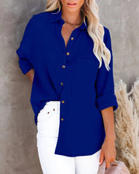 V Neck Button Ladies Cotton Linen Shirt