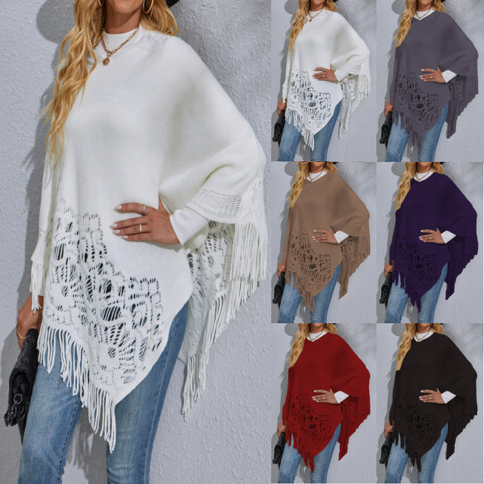 Women's Mid-length Lace Tassel Shawl Sweater